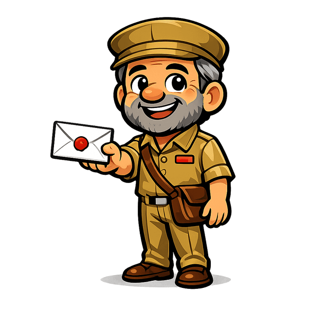 ManifestoWatch mascot — postman character